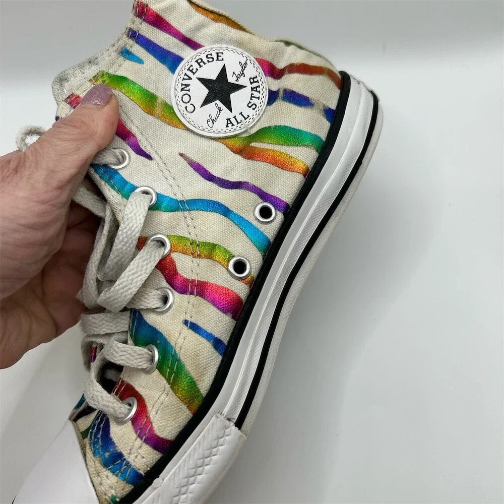 Converse Chuck Taylor All Star Youth High Top Sneakers Rainbow Zebra Girls Sz 2